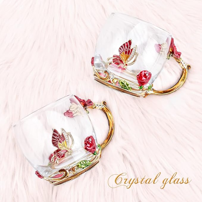 Tea Cup Glass Coffee Enamels Mug Gifts for Mom Women Christmas Birthday | Valentines Day for Her Girlfriend Wife,Mothers Day Gifts from Daughter Son,Heat & Cold Resistant,Shatterproof - Image 9