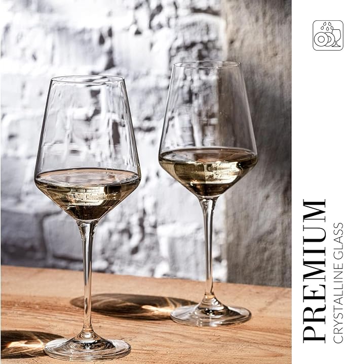 Krosno White Wine Glasses Set of 6, 13.2 oz, Avant-Garde Collection | Wine Tumbler with Stem, Lead-Free Crystal Glassware, Drinking Glasses, Elegant Cups, Home & Restaurant, Dishwasher Safe - Image 4