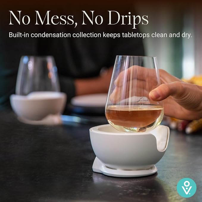 VoChill Stemless Wine Glass Chiller | Keep the Chill In Your Glass | Made in the USA | Separable & Refreezable Chill Cradle | Actively Chills Stemless Glassware | Quartz, Single Stemless - Image 6