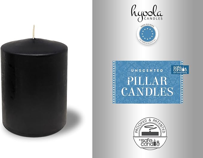 Hyoola Black Pillar Candles 2x3 Inch - 4 Pack Unscented Pillar Candles - European Made - Image 5