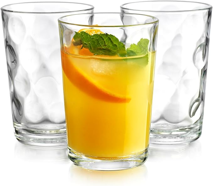 Home Essentials Drinking Glasses Set of 10 Juice Glass Cups, 7 oz Glassware, Inner Circular Lensed Small Glasses. Ideal for Juice, Milk, Water; Dishwasher Safe. - Image 2