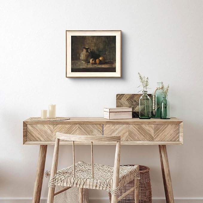 XOCUUI Farmhouse Still Life Picture Living Room - Rustic Vintage Decor for Bedroom - Peach Fruit Dining Room Moody Muted Oil Painting Art Deco Wall Art for Kitchen - 12 x 16 No Frame - Image 5