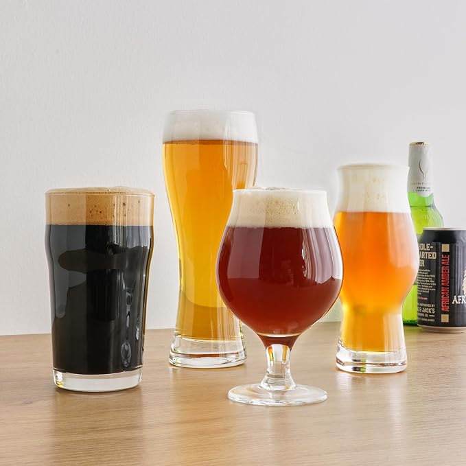 True Beer Glasses Gift Set, Durable Clear Tasting Kit for IPA, Belgian Ales, Wheat Beers, Stouts, Porters, Perfect for Beer Lovers, Home Bar, Birthday Gifts for Men, Set of 4 - Image 4