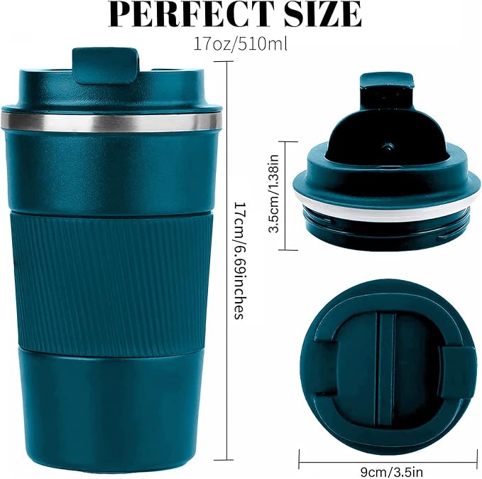 Insulated Travel Coffee Mug, Stainless Steel Coffee Cup with Leakproof Lid | Double-wall insulation keeps drinks hot or cold for hours, with a leakproof lid and portable stainless steel design - Image 3