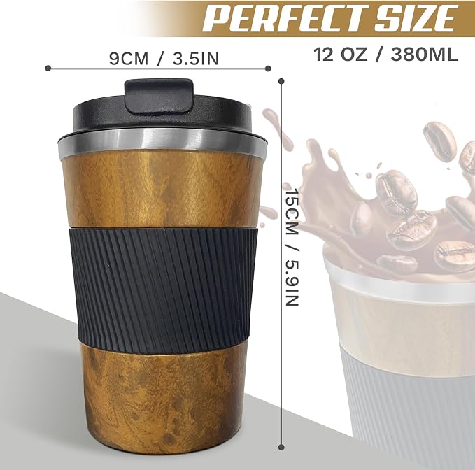 Vacuum Insulated Stainless Steel Travel Coffee Mug,Leak Proof Cup with Lid | 304 stainless steel mug with vacuum insulation, leak proof lid, silicone grip and car cup holder friendly design - Image 4