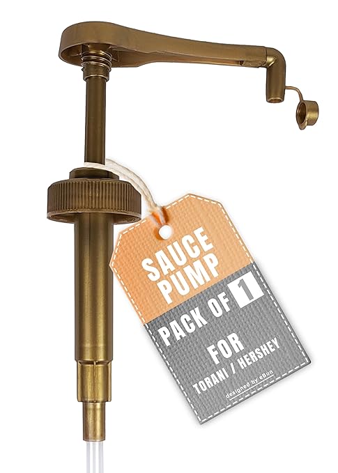 Sauce Pump 1-Pack - Fits 64 oz Torani, Davinci, 63 oz Fontana, Ghirardelli 87–90 fl oz, Hershey’s 7.5lb Bulk Jug - for Chocolate and Caramel Sauce - Dispenser, BPA-Free, No Drip, Dishwasher Safe