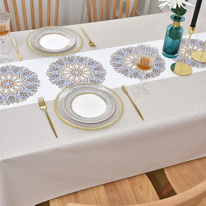 Wipeable Waterproof Tablecloth Vinyl Tablecloths for Rectangle Tables Heavy Duty PVC Tablecloth for Kitchen Dining Table(Flowers-1, 54'' x 78'') - Image 5