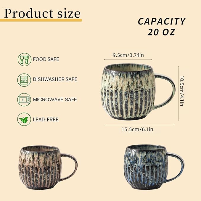 Large Ceramic Coffee Mug - 20oz Big Tea Cup, Flowing Green | Large Tea Mug, Microwave Safe, Dishwasher Safe - Image 2