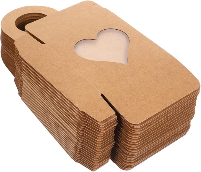TEHAUX 30pcs Kraft Paper Hanging Wine Boxes with Window, Decorative Candy and Cookie Packaging Boxes for Wrapping, Suitable for Party and Holiday Presentations by TEHAUX