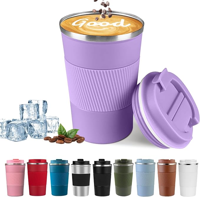Insulated Travel Coffee Mug, Stainless Steel Coffee Cup with Leakproof Lid | Double-wall insulation keeps drinks hot or cold for hours, with a leakproof lid and portable stainless steel design by YINBAOGE