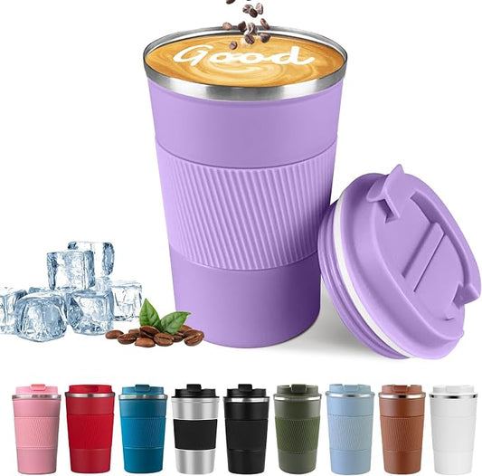 Insulated Travel Coffee Mug, Stainless Steel Coffee Cup with Leakproof Lid | Double-wall insulation keeps drinks hot or cold for hours, with a leakproof lid and portable stainless steel design by YINBAOGE