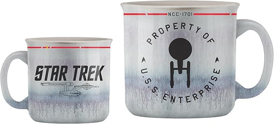 Silver Buffalo Star Trek Enterprise Crew, Reactive Glaze Camper Mug, 20oz | NCC-1701, Property of USS, Ceramic, 0.59 Liters by SilverBuffalo