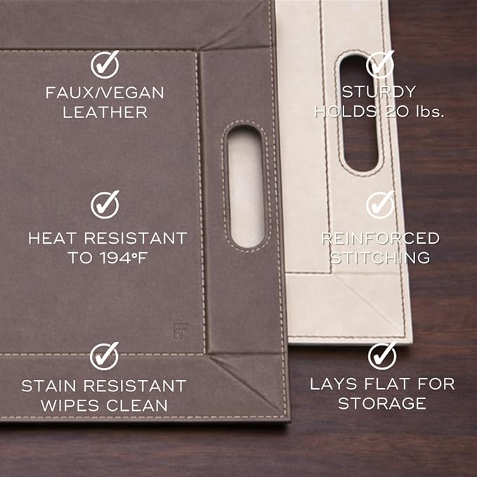 2-in-1 Serving Tray & Placemat | Faux Leather & Reversible | Lays Flat as a Placemat or Folds into an Ottoman Food Tray, Easy to Clean - Image 6