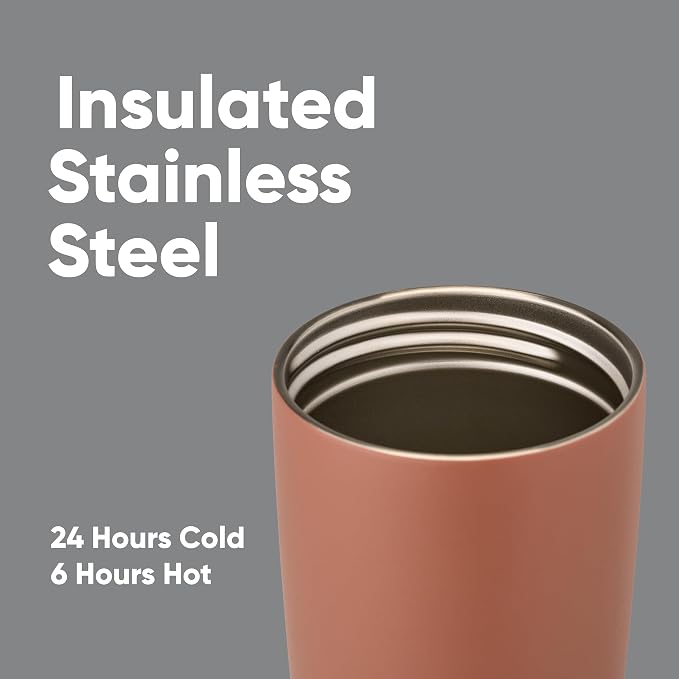 Owala SmoothSip Slider Insulated Stainless Steel Coffee Tumbler, Reusable Iced Coffee Cup, Hot Coffee Travel Mug, BPA Free 20 oz, Cozy Cocoa - Image 4