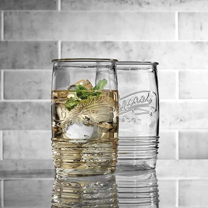 Glaver's Glass Tumbler Drinking Glasses Set of 4 – Genuine Artisan-Made Vintage Italian Original Mason – Elegant 20 Oz Clear Tumbler Glassware Set for Refreshing Drinks, Beverages, Iced Tea. - Image 6