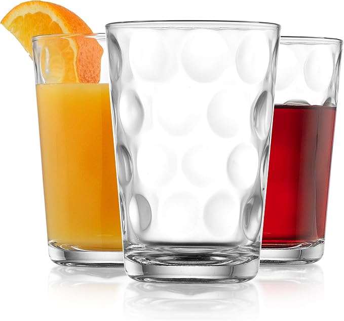 Home Essentials Drinking Glasses Set of 10 Juice Glass Cups, 7 oz Glassware, Inner Circular Lensed Small Glasses. Ideal for Juice, Milk, Water; Dishwasher Safe. - Image 8