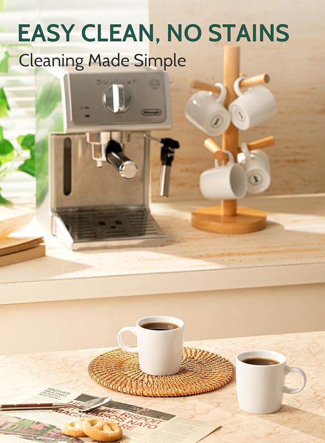 Sweese 3.5oz Porcelain Espresso Cups Set of 4, Mini Coffee Mugs Demitasse Cups - White - Image 5
