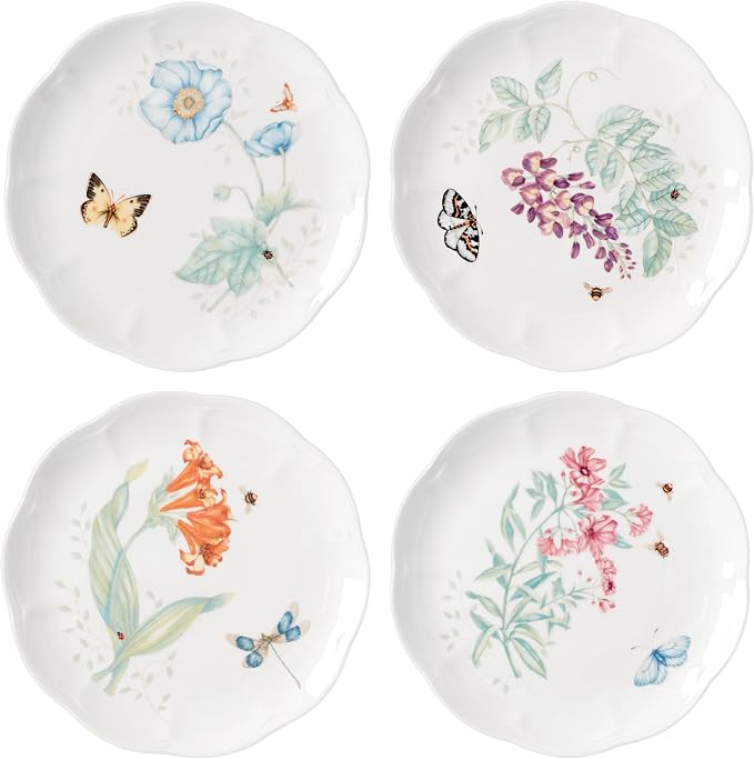 Lenox Butterfly Meadow 4-Piece Accent Plate Set, 3.79, Multi,White by Lenox