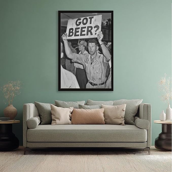 Got Beer, Black And White , Alcohol Speakeasy Poster, Prohibition, Vintage Protest Canvas Poster Wall Art Decor Print Picture Paintings for Living Room Bedroom Decoration Black Frame 12x18in(30x45cm) - Image 5