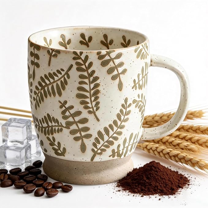 18oz Coffee Mug Gift for Women Mom Her - Rustic Handmade Coffee Cup | Microwave & dishwasher safe. Mug for latte, cocoa, tea, milk, milkshake. Home office essential. Great gift for mom or her by hujgeis