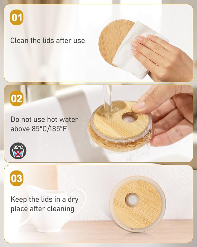 sungwoo Glass Cups with Lids and Straws, 4 Pack 16OZ Iced Coffee Cups with Silicone Sleeve, Glass Tumbler with Straw and Bamboo Lid, Home Essential Drinking Set for Juice, Cocktail and Latte 4 Colors - Image 6