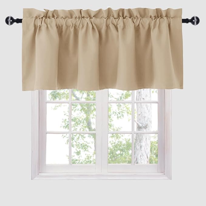 Hiasan Valance Curtains for Kitchen Blackout Thermal Insulated Solid Window Curtain Valance, Biscotti Beige, 52 x 18 Inches, 1 Panel - Image 7