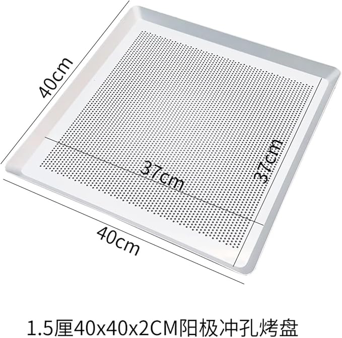 Rectangular Perforated Baking Pan Oven Tray Dish BK001 | Metal baking dish pan with perforated design for air circulation; cake, bread, pastry, pizza(40X40cm perforated) - Image 2
