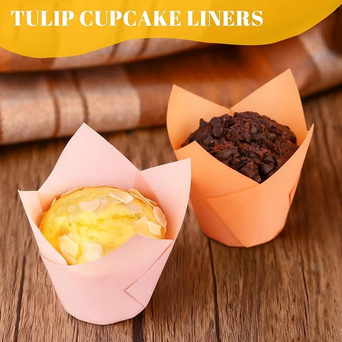 120 Counts Colorful Tulip Cupcake Liners for Baking Cups, Food Grade Parchment Paper Muffin Liners Holders, Standard Tulip Cupcake Liners, Greaseproof Cup Cake Wrappers for Party, Christmas, Neyimqr - Image 6
