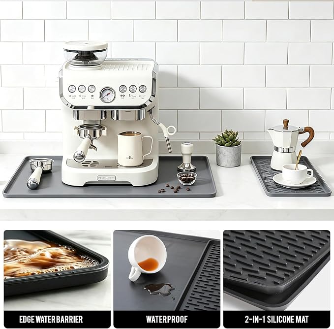 Caketime 2 In 1 Extra Large 16"x28" Silicone Coffee Bar Mat Accessories Heat Resistant for espresso Machine with Detachable Dish Drying Rug Waterproof Kitchen Office House Home Cafetera Must Have - Image 6