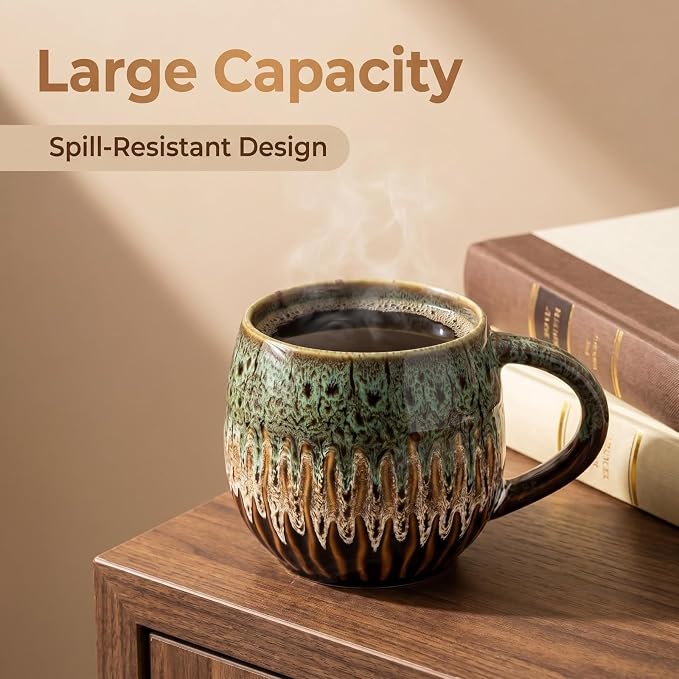 Large Ceramic Coffee Mug - 20oz Big Tea Cup,Green, Set of 4 | Large Tea Mug, Microwave Safe, Dishwasher Safe - Image 5