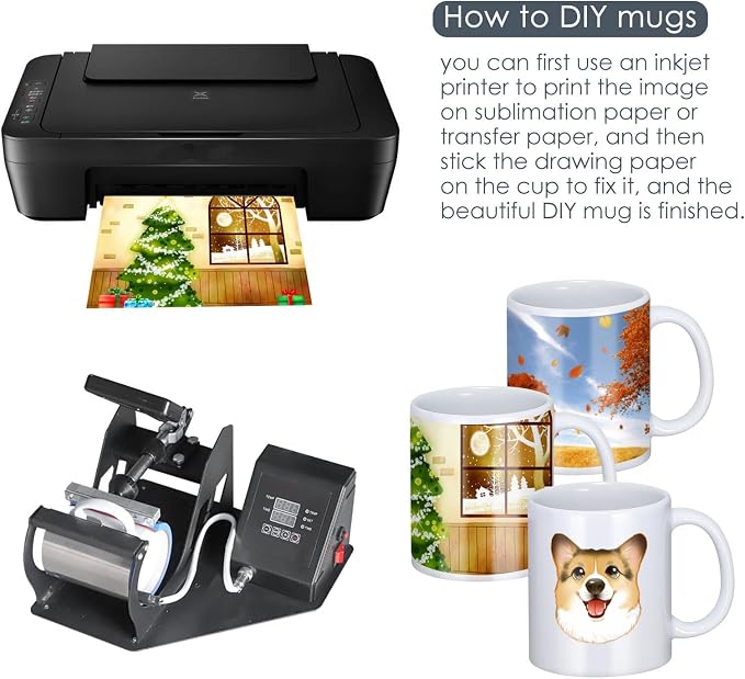 Sublimation Mugs, 12Pcs Coffee Mugs Blank White Ceramic Coffee Mug Set Sublimation Cups 11 oz Christmas Coffee Mug for Hot Chocolate Latte Tea Milk DIY Products - Image 7