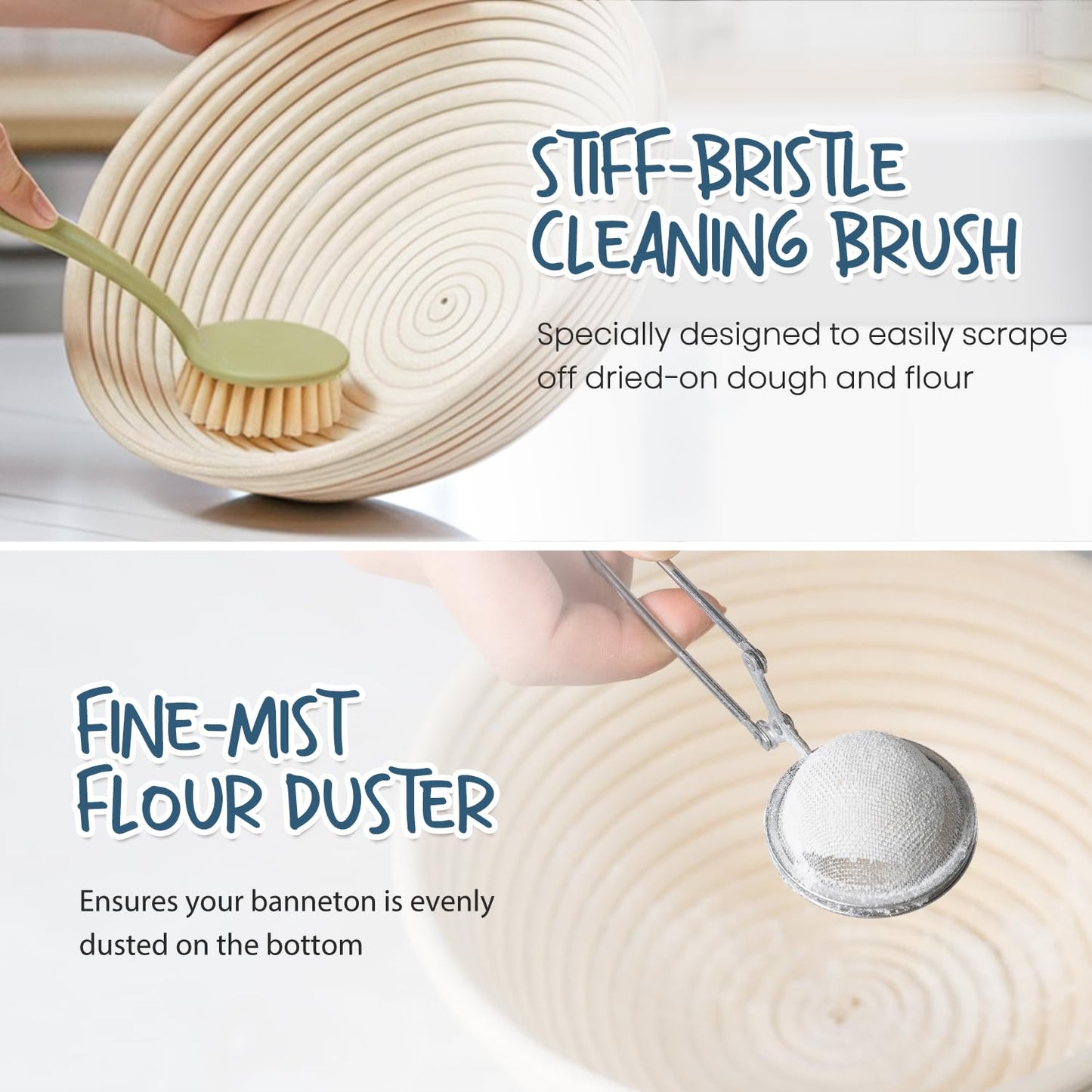 Complete Sourdough Bread Baking Kit with Banneton Basket & Starter Jar