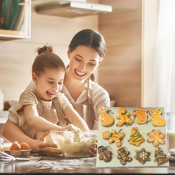1 Pcs Christmas Silicone Molds Gingerbread Tree Glove Socks Star Chocolate Mold No-Stick Silicone Molds for Baking Jello Molds Cake Jello Cookie Soap Candy Making Supplies