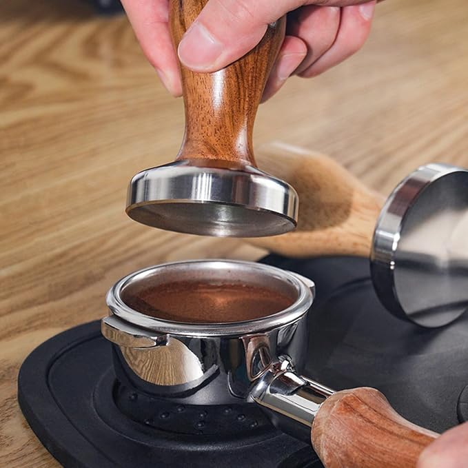 Stainless Steel Coffee Tamper with Wood Handle Flat Base Heavy-duty Espresso Powder Press Tool for Home Use Coffee Making