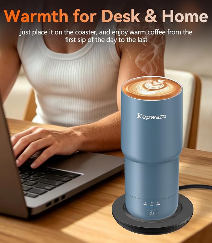 Kepwam Heated Coffee Mug Rechargeable T3, 20oz Self-Heating Travel Mug for Coffee with 1℉ Precise Temperature Control & App, Portable Cup Warmer for Outdoor & Car (Fits Cup Holders) - Image 4