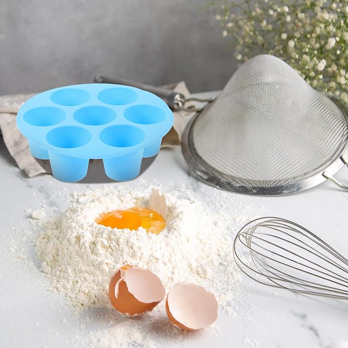 Healifty Silicone Non-stick Muffin Cake Mold Baking Tray for Air Fryer and Oven Small Blue Cupcake Pan Food-grade Material for Muffins Cakes Brownies and Chocolate Desserts