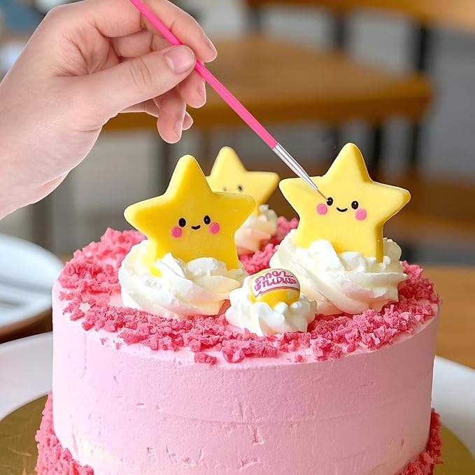 30 PCS Cake Decorating Brushes, Cookie Paint Brushes, Food Safe Paint Brush Set, Multi Function Fondant Cookie Icing Pastry Brush, DIY Painting Tool For Baking Craft, Pink and White