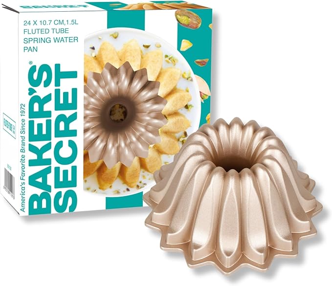 Baker's Secret for Fluted Cake Pan, Fluted Cake Pans, Die Cast Aluminum Cake Pans, 2 Layers Non-stick Coating, Novelty Cake Pan, 7.2 Cups Capacity - The Cast Aluminum Collection (Spring Water) - Image 4