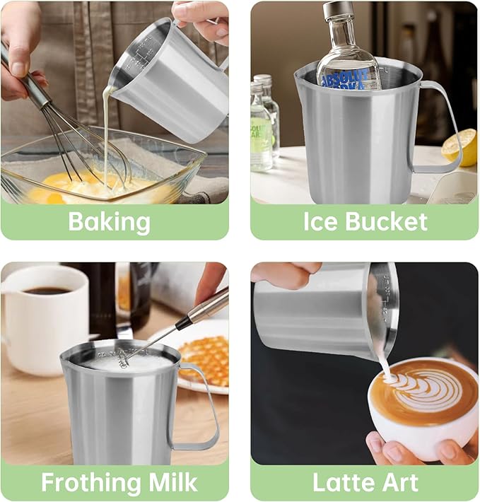 Stainless Steel Measuring Cup 3 Cup Capacity, Unbreakable Metal Measuring Cup with Handle, 2 Marking Including ML/Ounce Scale, Ideal for Liquid Measuring Cups, Kitchen Tools for Baking and Cooking