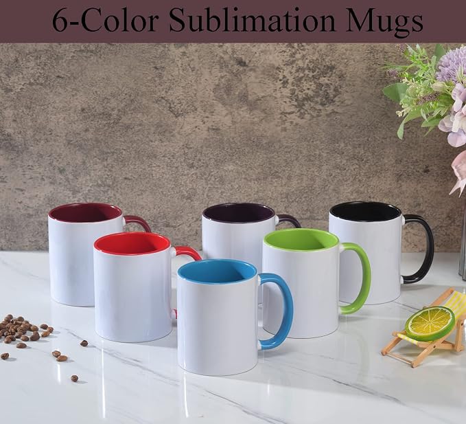 ABBSH Ceramic Sublimation Mugs, 11oz, 12Pack, Assorted Colors, Microwave Safe, Dishwasher Safe - Image 5