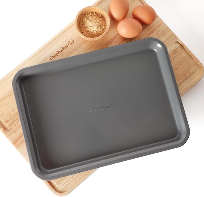 Calphalon Legacy 13 x 9 Inch PFA Free Nonstick Cookie Sheet Baking Pan in Blue, Durable Heavy Gauge Steel Bakeware for Even Heating, Oven Safe Baking Tray for Cookies - Image 6