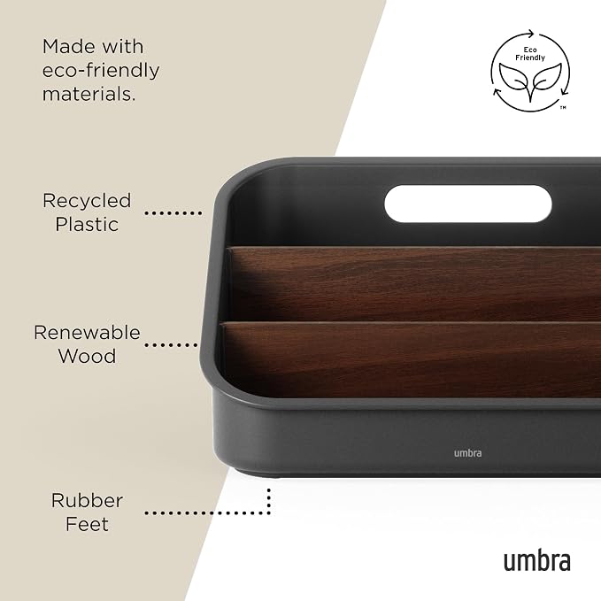 Umbra Bellwood Packet Organizer, Plastic and Wood, Walnut/Black - Image 4