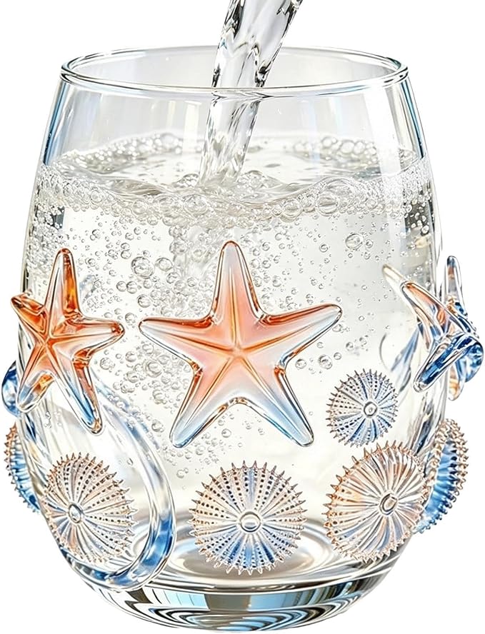 3D Marine Animal Artisan Glassware Collection Wine Glasses (B) | Stemless Coastal Themed, Handcrafted Marine Animal Glassware, 3D Sea Animal Glass Cup, for Juice Cocktail Soda Beer by Unknown