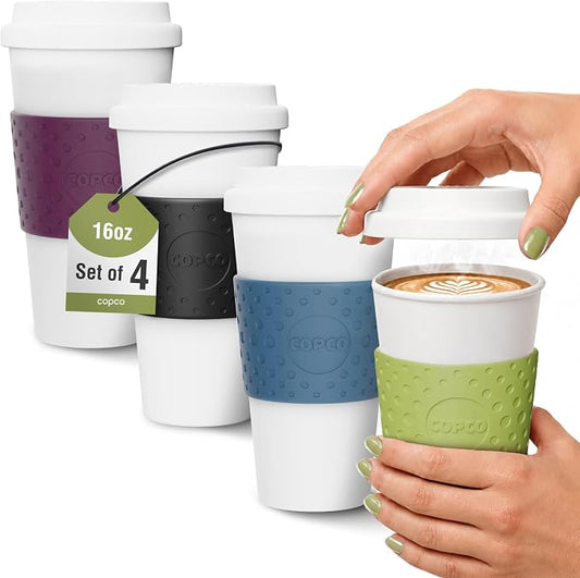 Copco Acadia Travel Mug, 16 Oz - Black, Plum, Blue, Green, Set of 4 by Copco
