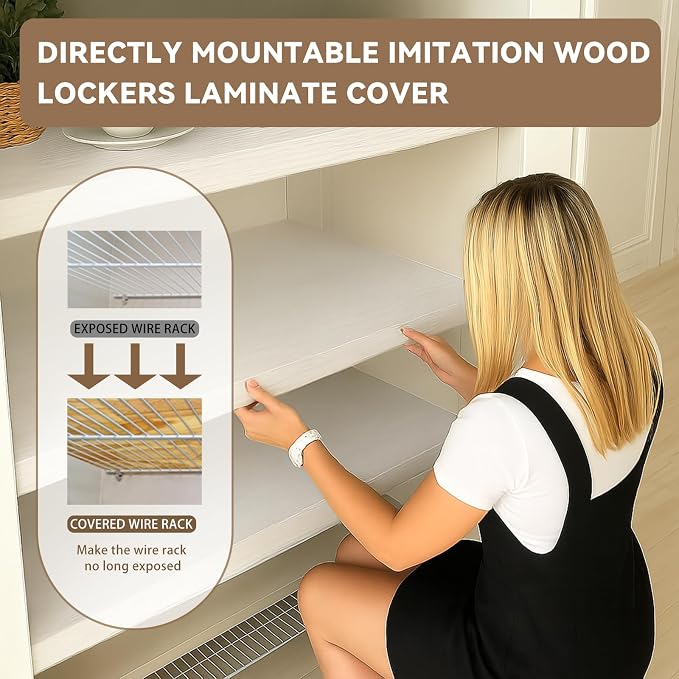 5 Pack 46x12in Wire Shelf Cover for Pantry, Closet, Kitchen – Waterproof PVC Wood-Look Wire Rack Covers for Shelves, Multiple No-Tool Installation - Image 9