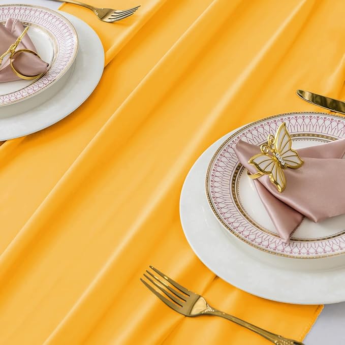 Pack of 12 | Yellow Gold | 10ft Chiffon Table Runner 29x120 Inches Long Romantic Rustic Sheer Gauze Runner for Wedding Bridal Shower Birthday Banquets Engagement Spring Easter Boho Decorations - Image 4