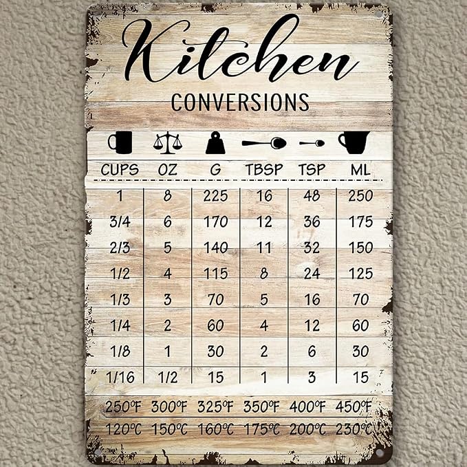 Farmhouse Rustic Kitchen Signs Wall Decor Funny Kitchen Conversion Chart Metal Tin Sign Rustic Style Pantry Home Decor 8x12 Inch - Image 5