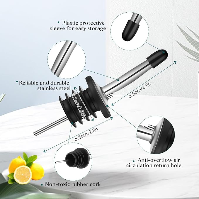 Maxcheck 3 Sets 16 oz Plastic Long Neck Bottles with Pourer and Caps Plastic Juice Pour Bottles with Stainless Steel Bottle Pourer Tapered Spout for Liquor Juice Store Syrup