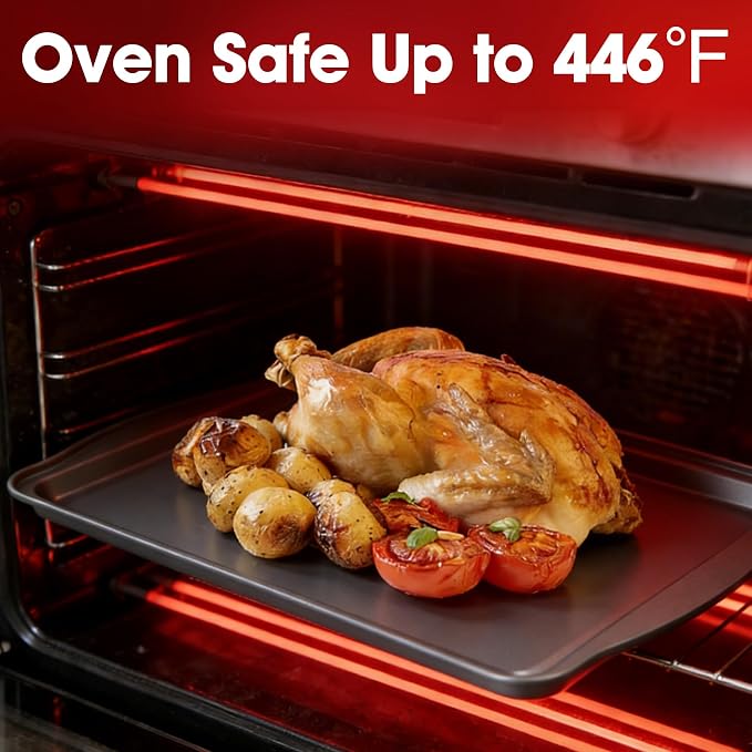 ShineMe Baking Sheet Pan with Cooling Rack 3 Pack, Nonstick Sheet Pan with Wire Rack and Silicone Pastry Brush, Carbon Steel Baking Pans for Cookie, Bacon and Vegetables 17x12x0.5in - Image 6