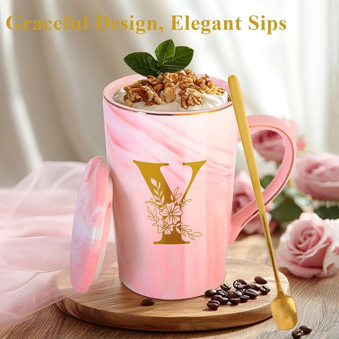 MNZZ Personalized Ceramic Coffee Mug with Lid Tea Cup Women Men Teacher Gifts Female Male Best New Appreciation Thank you Favorite Good Goodbye Retirement Friends Social Student Bestie,Y - Image 3